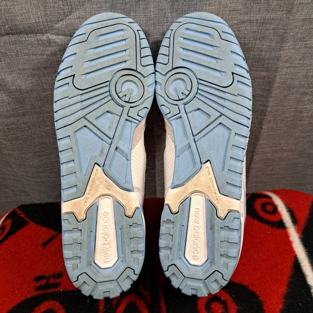 New Balance 550 White and Blue Athletic Shoes - Picture 6 of 13